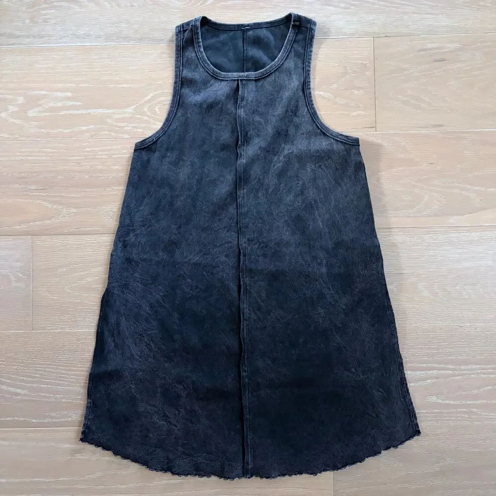 Free People Movement Ribbed Tank Dress Black Wash Medium